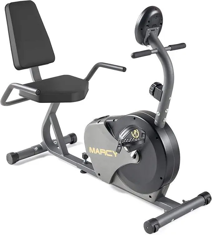 MARCY NS-716R 11.00 x 22.00 x 31.00" with Adjustable Resistance and Transport Wheels Magnetic Recumbent Bike  – View 1